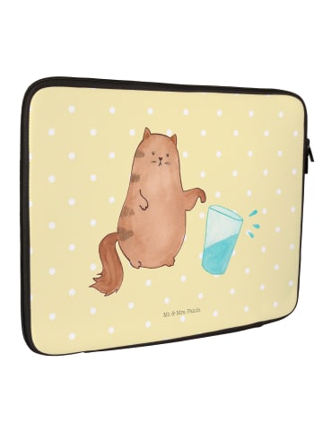 Mr. & Mrs. Panda Notebook Tasche Katze Wasserglas ohne Spruch in Gelb Pastell