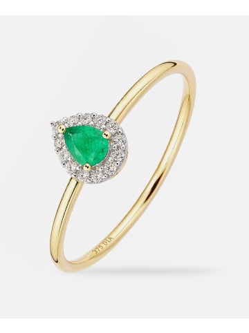 Diamant L'éternel Ring, mit Smaragd, 375 Gelbgold