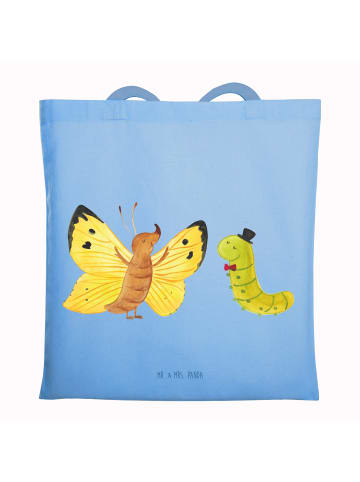 Mr. & Mrs. Panda Shopping Tasche Raupe Schmetterling ohne Spruch in Sky Blue