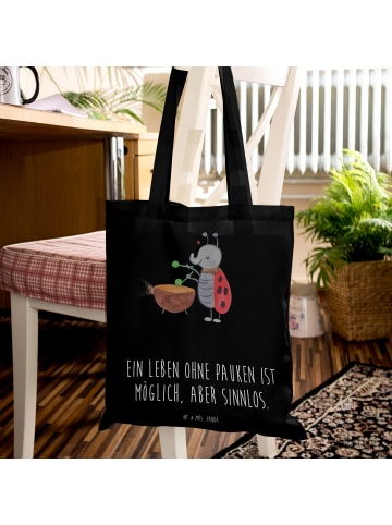 Mr. & Mrs. Panda Tote Bag Pauken Leben mit Spruch in Schwarz