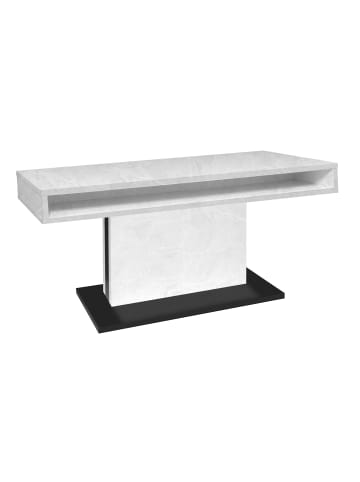 58 aufm Kessel COUCHTISCH Höhenverstellbar Else 2 110x59x60 Holz Keramikoptik Weiß