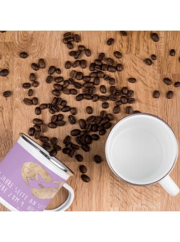 Mr. & Mrs. Panda Emaille Tasse 4. Hochzeitstag Seidenhochzeit mi... in Lavendeltraum