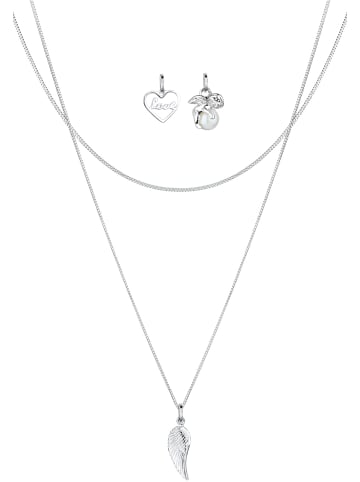 Elli Halskette 925 Sterling Silber Engel, Flügel, Herz, Love-Schriftzug in Silber