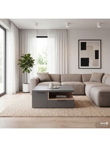 home24 home24 Couchtisch aus folierter Spanplatte in Dunkelgrau, 80 x 35 x 80 cm in Dunkelgrau