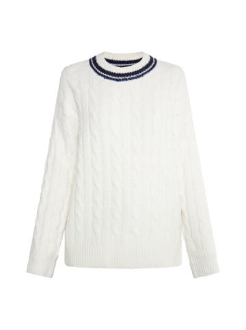 DreiMaster Maritim Strickpullover in Wollweiss Marine