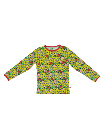 Småfolk Langarmshirt Erdbeeren, Blumen in yellow