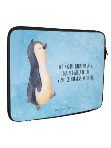 Mr. & Mrs. Panda Laptop Sleeve Pinguin mHerzieren mit Spruch in Eisblau