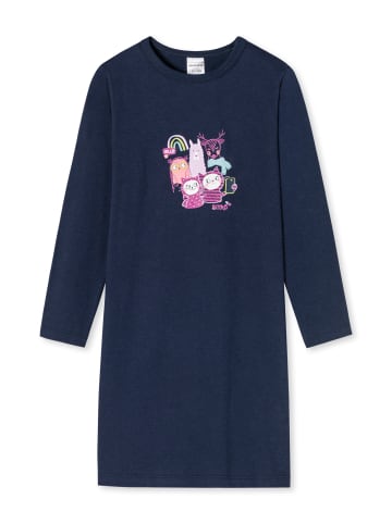 Schiesser Nachthemd Langarm Girls World Organic Cotton in Dunkelblau