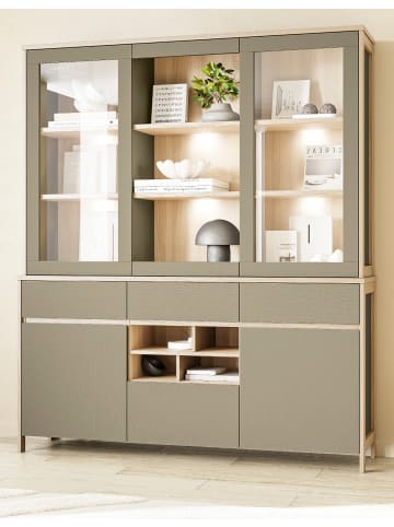 Furn.Design Buffet Salbei grün, Eiche, Vitrinenschrank skandinavisch 164 cm, Soft-Close
