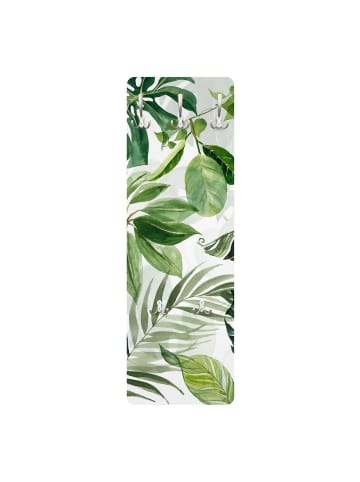 WALLART Garderobe - Aquarell Tropische Blätter und Ranken in Grün