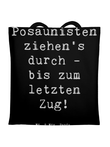 Mr. & Mrs. Panda Tote Bag Spruch Trombone Durchzieher mit Spruch in Schwarz