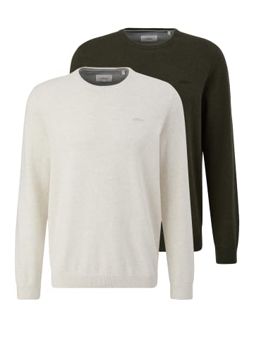 S. Oliver Pullover Basic in Weiß / grün