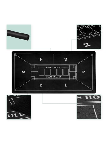 relaxdays Pokermatte in Schwarz - 120 x 60 cm