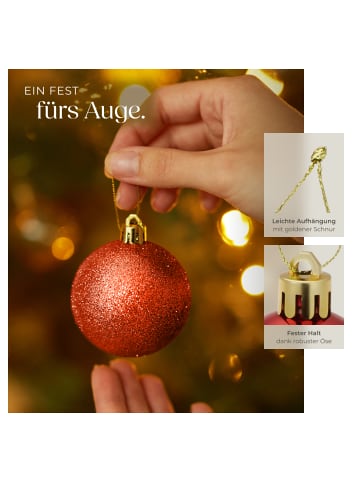 tectake Weihnachtskugeln  Durchmesser 4 cm, rot