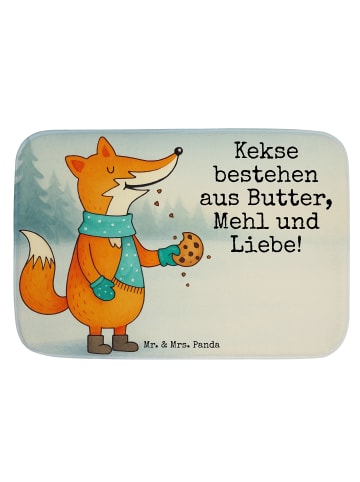 Mr. & Mrs. Panda Badteppich Fuchs Keks Design mit Spruch in Weiß