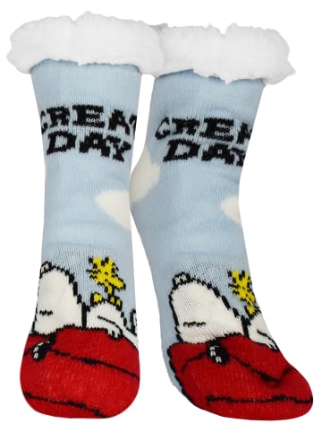 Snoopy Peanuts Snoopy Hüttensocken Great Day Haussocken Kuschelsocken Socken in blau