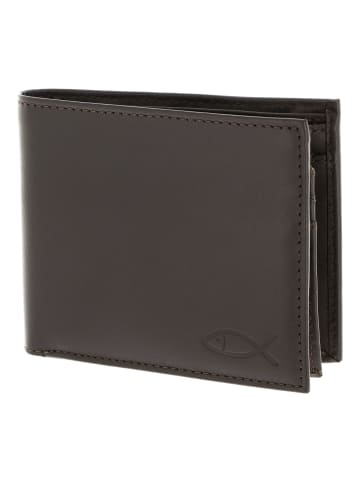 oxmox Leather Geldbörse RFID Schutz Leder 12 cm in braun-freedom fish