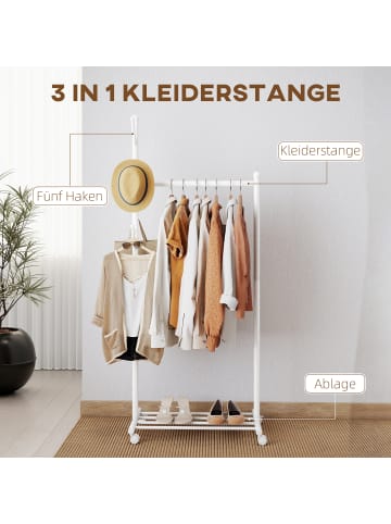 HOMCOM Garderobenständer-68L x 43B x 171H cm-Weiß