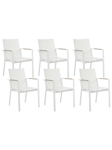 Beliani 6er-Set Esszimmerstuhl BUSSETO in Weiß/Braun