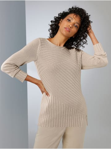 creation L Lyocell-Baumwoll-Pullover in beige-meliert