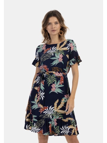 Usha Damen Kleid in Marine Mehrfarbig