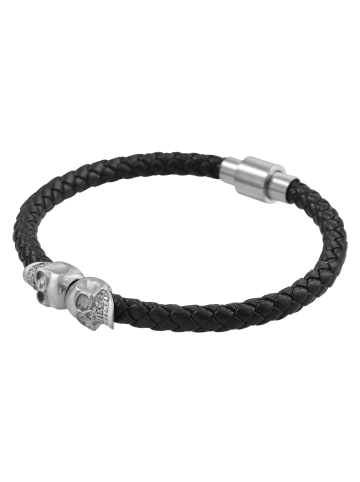 Adeliás Unisex Armband – Armreif aus Leder Ø 6,0 cm cm in schwarz