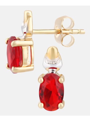 Diamant L'éternel Ohrstecker aus 375 Gelbgold mit Rubin
