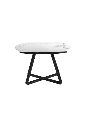 Angel Cerdá Ausziehbarer Esstisch 1096 in Schwarz/Weiß – Ø120 x (H)77 cm