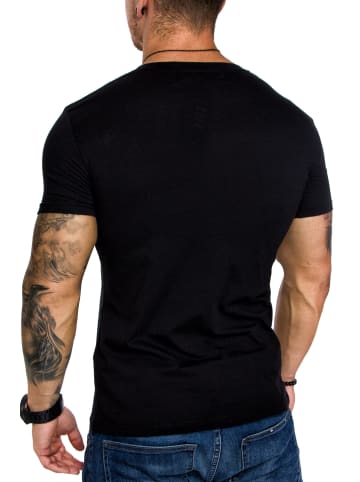 Amaci&Sons Basic T-Shirt mit V-Ausschnitt EUGENE in Schwarz