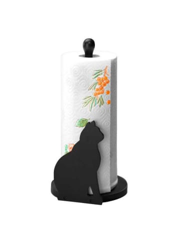 Maximex Küchenrollenhalter Katze schwarz in Schwarz, (B) 15 x (H) 30 x (L) 15 cm