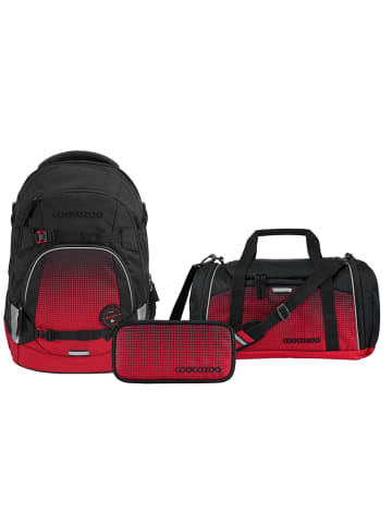 Coocazoo Schulrucksack-Set MATE Blazing Fire 3-teilig in Schwarz/Rot