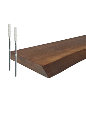 relaxdays Wandregal "Baumkante" in Dunkelbraun - (B)100 x (H)3 x (T)22 cm