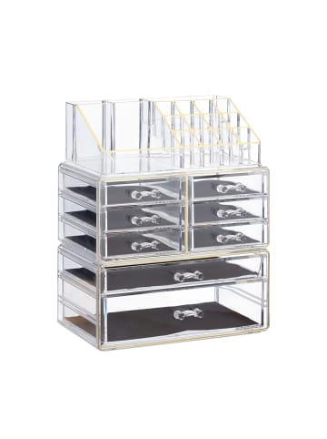 relaxdays 2x Make Up Organizer in Transparent/ Gold