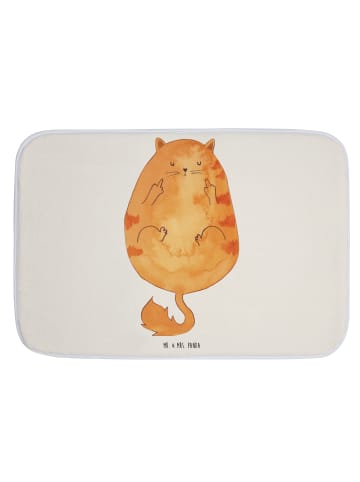 Mr. & Mrs. Panda duschmatten Katze Frühaufsteher ohne Spruch in Weiß