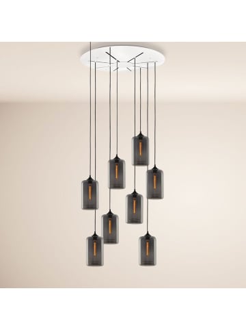 s.LUCE s.luce Cruet XL Pendelleuchte 8-flammig Glas Galerieleuchte in Rauch
