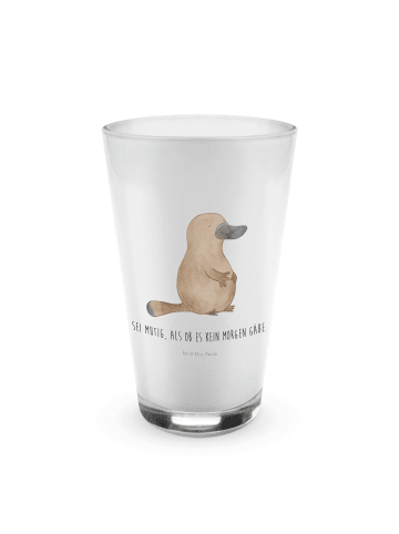 Mr. & Mrs. Panda Wasserglas Schnabeltier Mut mit Spruch in Transparent