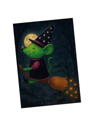 Mr. & Mrs. Panda bildkarte Hexe Fliegt Design ohne Spruch in Weiß