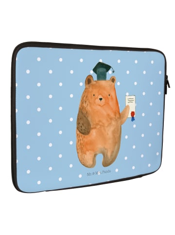 Mr. & Mrs. Panda Laptop Tasche Bär Prüfung ohne Spruch in Blau Pastell