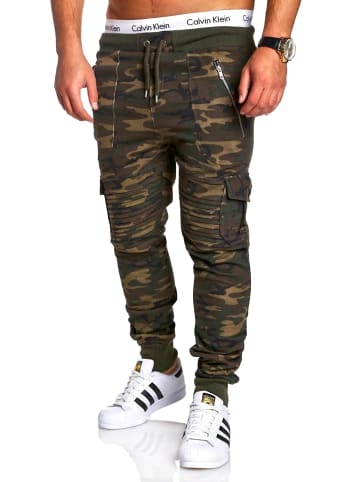 behype Trainingshose MATHEY in Camouflage - Khaki