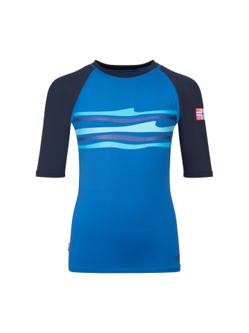 Trollkids Badeshirt Haukland T in navy/glow blue