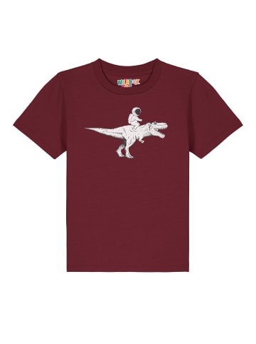 wat? Apparel T-Shirt Astronaut on T-Rex in Weinrot