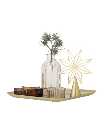 Bloomingville Sanga Tablett mit Teelichthaltern aus Weihnachten aus quadratisch in gold
