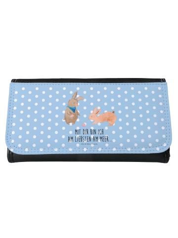 Mr. & Mrs. Panda Portemonnaie für Damen Hasen Muschel mit Spruch in Blau Pastell