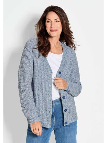 GOLDNER Strickjacke in marine / weiß / gemustert