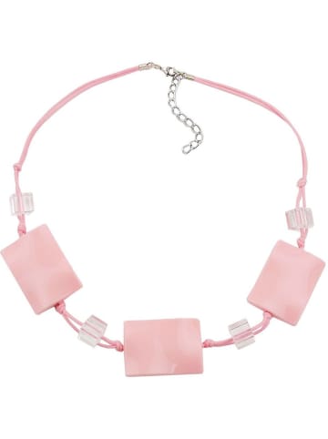 Gallay Kette 3x 35x25mm-Viereck gewellt rosa-glänzend 45cm in rosa