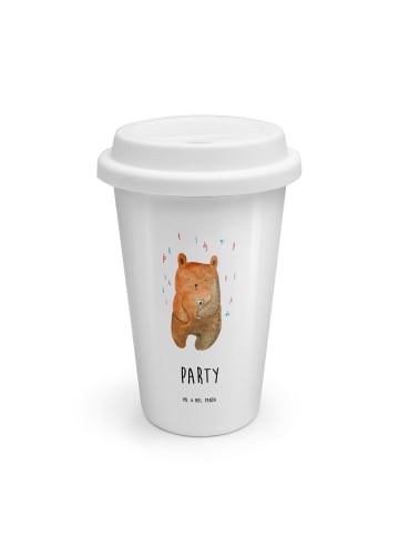 Mr. & Mrs. Panda Kaffeebecher To Go Bär Party mit Spruch in Weiß