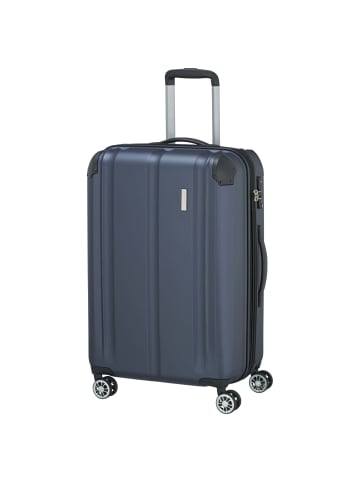 travelite City - 4-Rollen-Trolley erw. M 68 cm (anthrazit) in marine