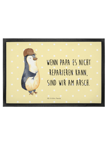 Mr. & Mrs. Panda Fußmatte Wenn Papa es nicht reparieren kann, si... in Gelb Pastell