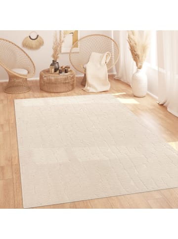 KADIMA DESIGN Teppich Kurzflor waschbar Struktur Wohnzimmer in Creme