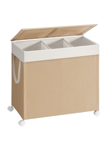 SONGMICS HOME Wäschekorb Pezzo in Naturbeige-Mattweiß - (B)37.5 x (H)65 x (T)66.5 cm